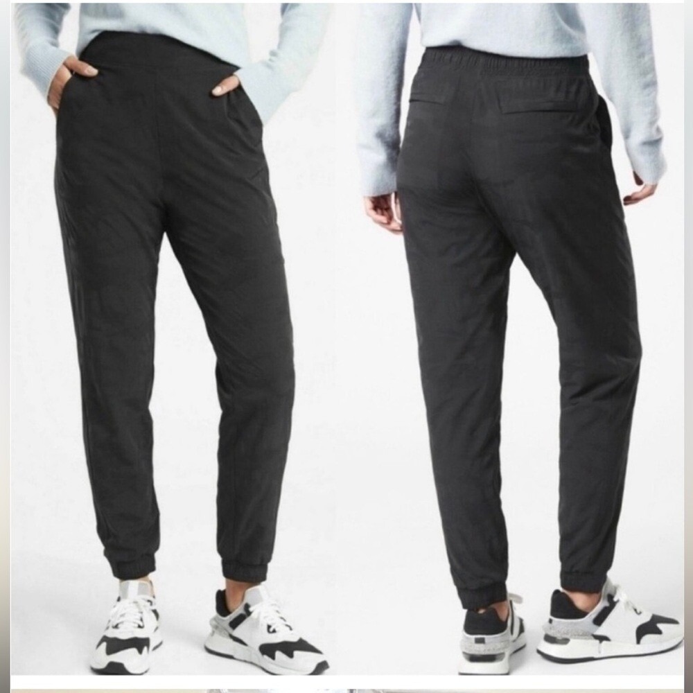 Athleta Brooklyn Camo Jogger Women 12 Black Tonal Camouflage High Rise 599681